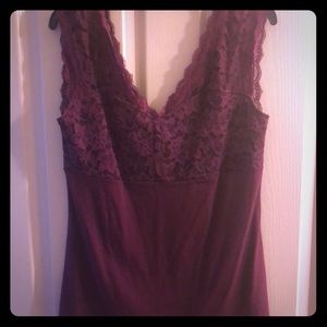 Red express partial lace tank top NWT
